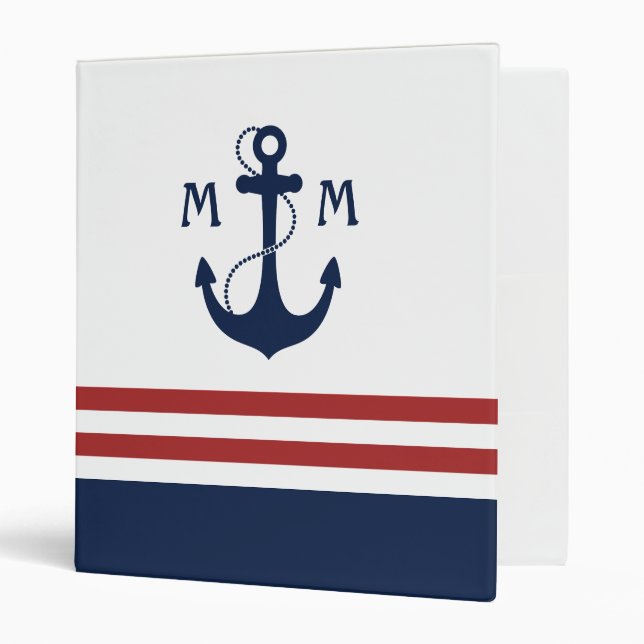 Nautical Monogram 3 Ring Binder (Front/Inside)
