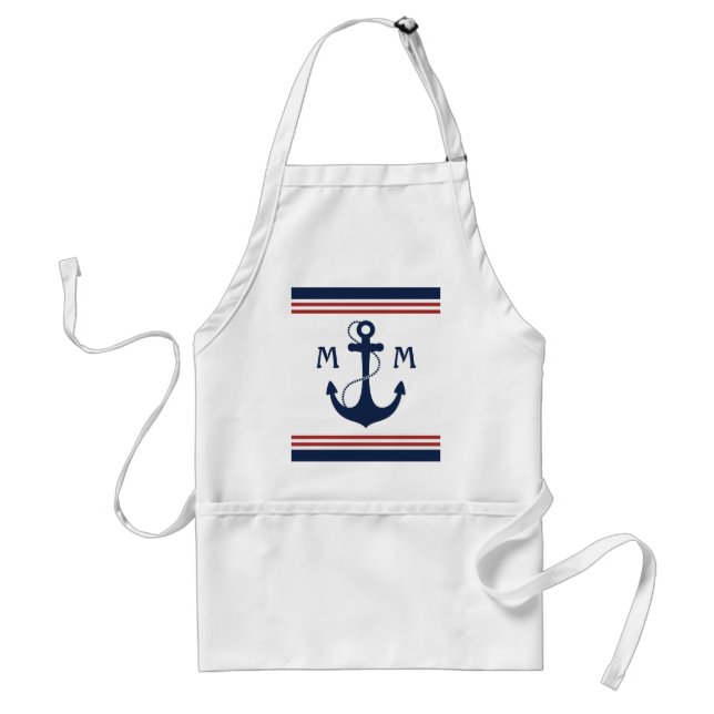 Nautical Monogram Adult Apron (Front)