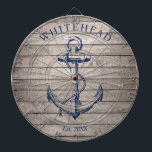 Nautical Monogram Anchor Beige Wood Dart Board<br><div class="desc">Personalized nautical anchor design. Great for a family reunion,  wedding,  or family gift.</div>