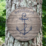 Nautical Monogram Anchor Beige Wood Dart Board<br><div class="desc">Personalized nautical anchor design. Great for a family reunion,  wedding,  or family gift.</div>