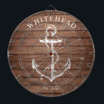 Nautical Monogram Anchor Brown Wood Dart Board<br><div class="desc">Personalized nautical anchor design. Great for a family reunion,  wedding,  or family gift.</div>