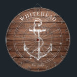 Nautical Monogram Anchor Brown Wood Dart Board<br><div class="desc">Personalized nautical anchor design. Great for a family reunion,  wedding,  or family gift.</div>