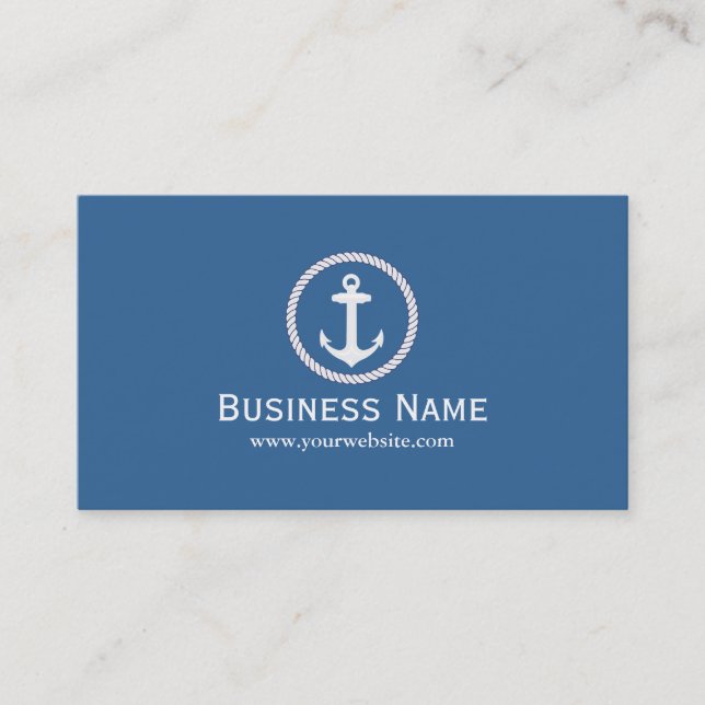 Nautical Monogram Anchor Navy Blue Business Cards (Front)