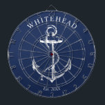 Nautical Monogram Anchor Navy Blue Dart Board<br><div class="desc">Personalized nautical anchor design. Great for a family reunion,  wedding,  or family gift.</div>