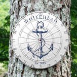 Nautical Monogram Anchor White Dart Board<br><div class="desc">Personalized nautical anchor design. Great for a family reunion,  wedding,  or family gift.</div>