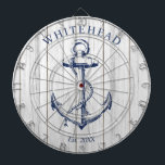 Nautical Monogram Anchor White Wood Dart Board<br><div class="desc">Personalized nautical anchor design. Great for a family reunion,  wedding,  or family gift.</div>