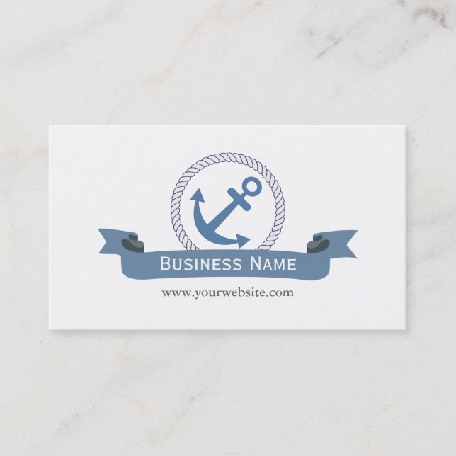 Nautical Monogram Blue Anchor Business Cards (Front)