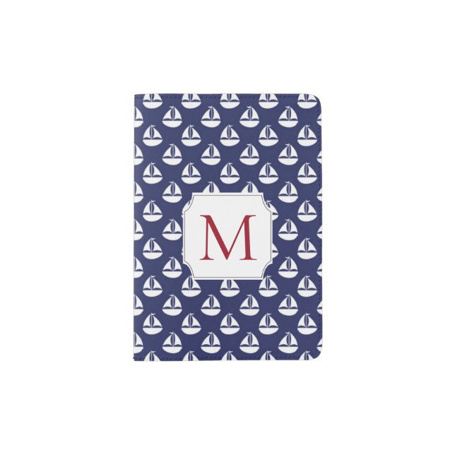 Nautical Monogram Classic Globetrotter Travel Passport Holder (Front)