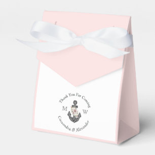Nautical Monogram Floral Anchor Pink Navy Blue Favor Boxes