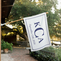 Nautical monogram initials text navy blue white