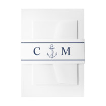 Nautical Monogram Navy Anchor Wedding Invitation Belly Band