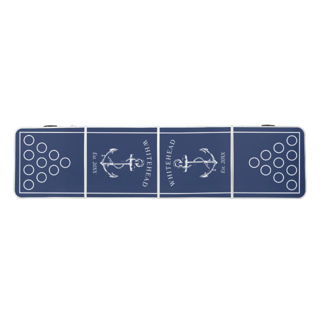 Nautical Monogram Navy Blue Beer Pong Table (Top)
