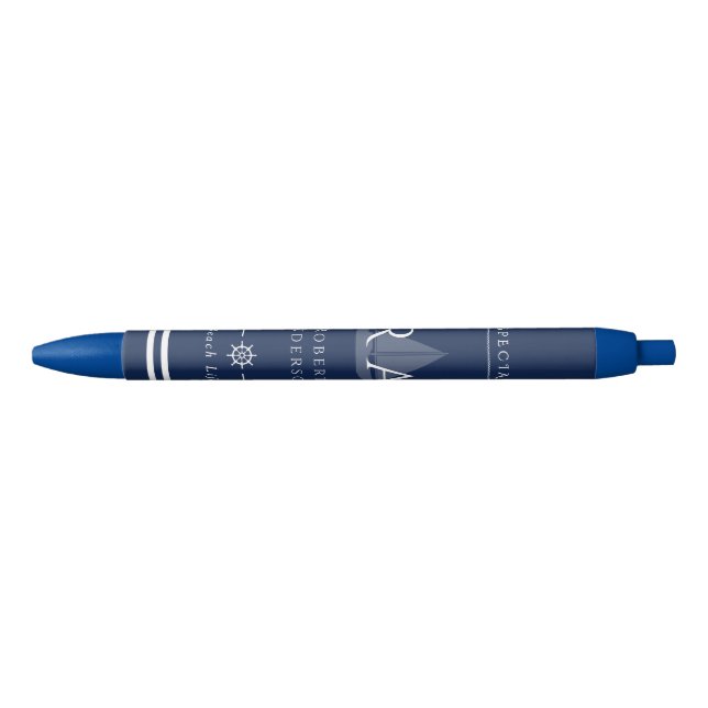 Nautical Monogram Navy Pen (Front)