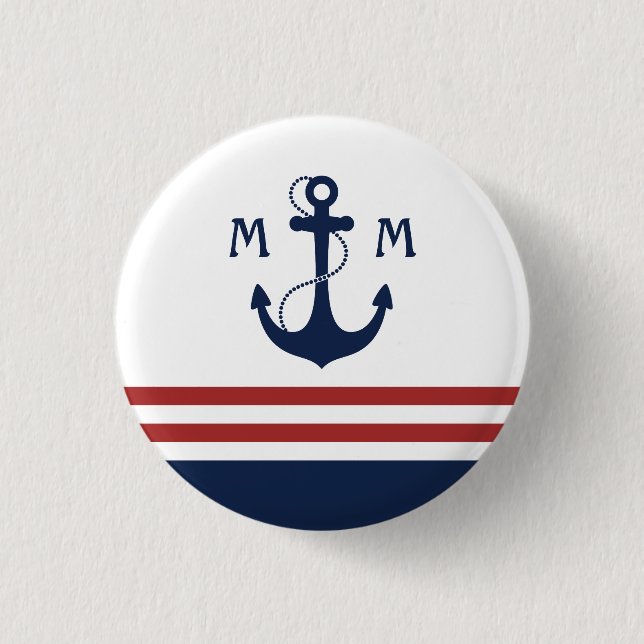 Nautical Monogram Pinback Button (Front)