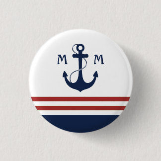 Nautical Monogram Pinback Button