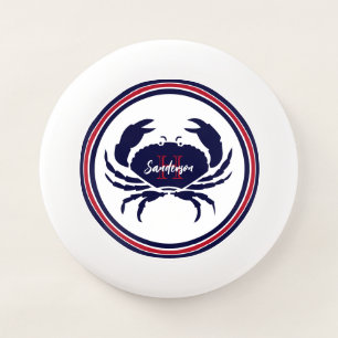 Nautical monogram red navy white crab Wham-O frisbee