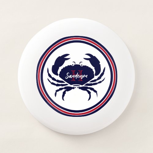 Nautical monogram red navy white crab  Wham_O frisbee
