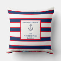 Nautical Monogram Stripes Blue Navy White Red