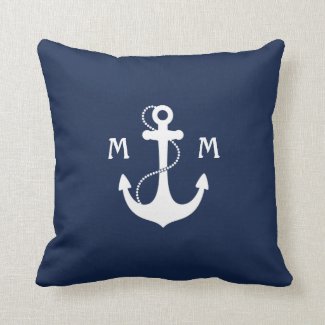 Nautical Monogram Throw Pillow