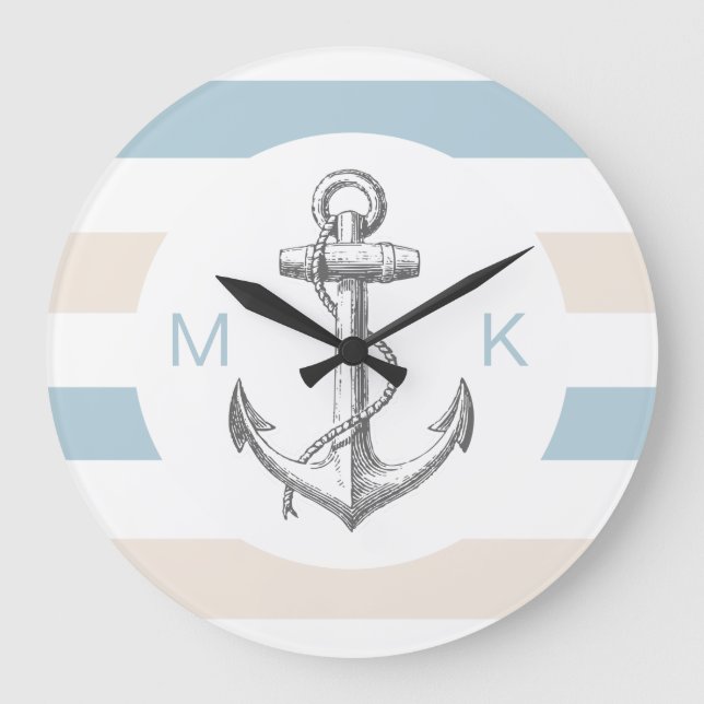Nautical Monogram Wall Decor Clocks (Front)