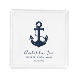 Nautical Monogrammed Anchor Vanity Personalized  Acrylic Tray