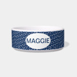 Nautical Monogrammed Ceramic Pet Bowl<br><div class="desc">Nautical Monogrammed Ceramic Pet Bowl with anchors and ship's wheels, </div>
