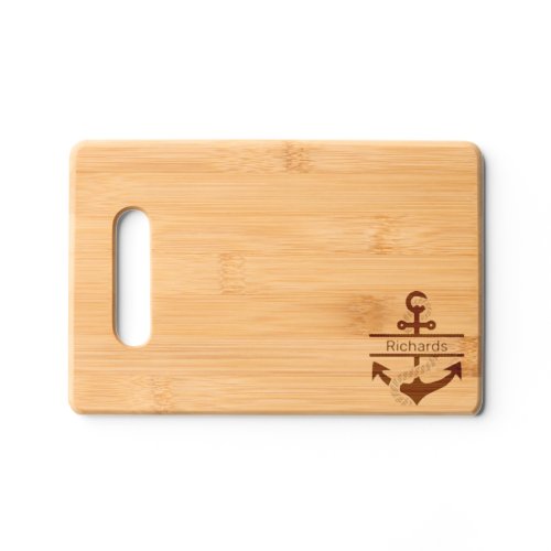 Nautical Monogrammed Etched Wooden Cutting Board