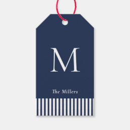 Nautical Monogrammed Navy &amp; White  Gift Tags