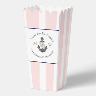 Nautical Monogrammed Pink Navy Blue Floral Anchor Favor Boxes