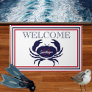Nautical monogrammed red navy blue white crab  doormat