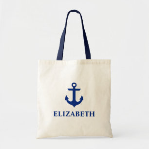 Nautical Name Anchor Blue Strap Tote Bag