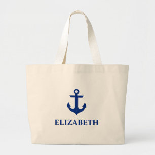 Nautical Name Anchor Large Tote Bag