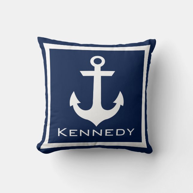 Nautical Name Throw Pillow (Front)