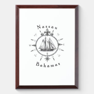 Nautical Nassau Bahamas Sailing T Shirt Compass Award Plaque