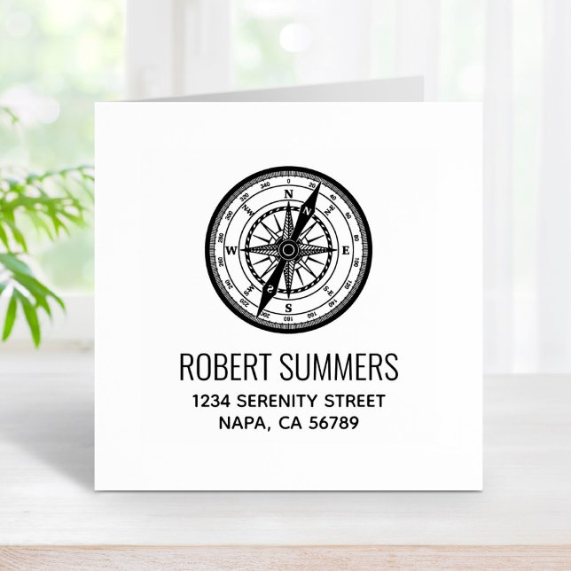 Nautical Navigation Compass Address Rubber Stamp (Creator Uploaded)