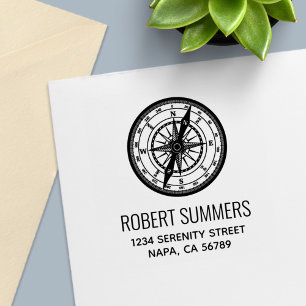 Nautical Navigation Compass Address Self-inking Stamp