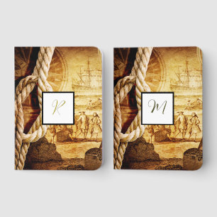 Nautical navigation vintage travel explorers gold foil vow books