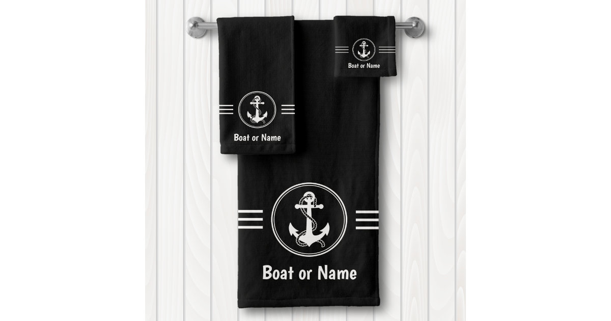 Nautical Embroidered Bath Towel Set - Or Individual - Sea Gull - White