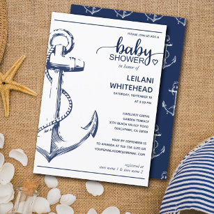 Nautical Navy Anchor Baby Shower Invitation