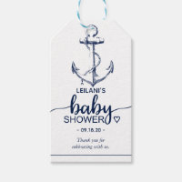 Nautical Navy Anchor Baby Shower Thank You Gift Tags