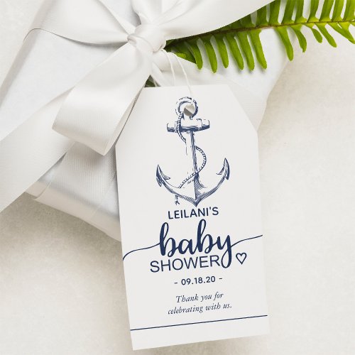 Nautical Navy Anchor Baby Shower Thank You Gift Tags