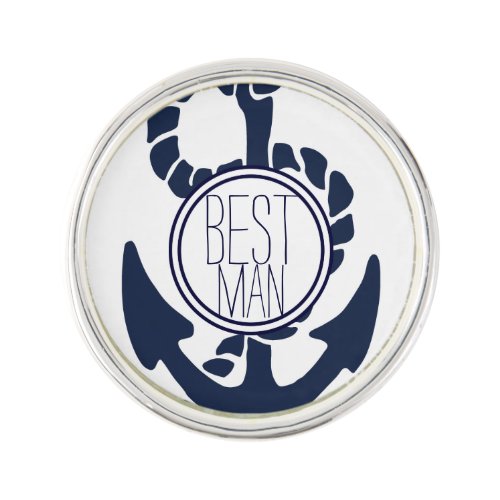 Nautical Navy Anchor BEST MAN Pin