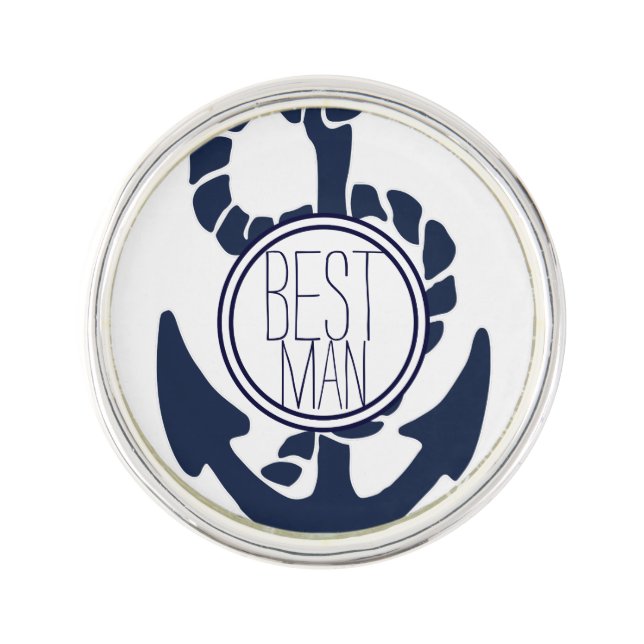 Nautical Navy Anchor BEST MAN Pin (Front)
