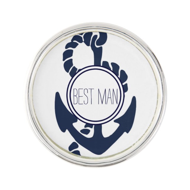 Nautical Navy Anchor Best Man Pin (Front)