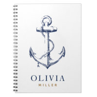 Nautical Navy Anchor Blue Gold Monogram