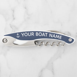 Nautical Navy Anchor Boat Name Waiter&#39;s Corkscrew