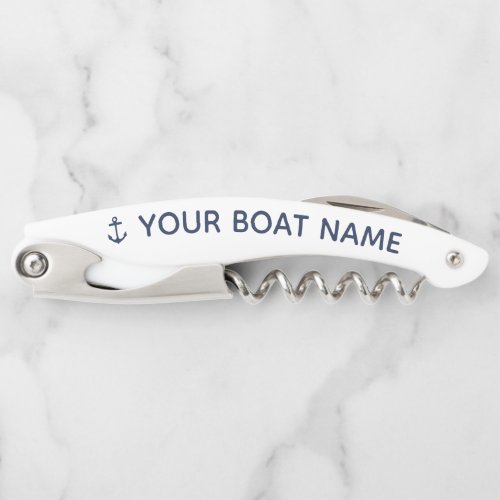 Nautical Navy Anchor Boat Name Waiters Corkscrew