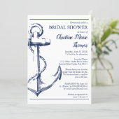 Nautical Navy Anchor Bridal Shower Recipe Request Invitation (Standing Front)