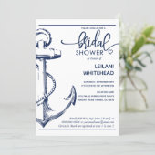 Nautical Navy Anchor Bridal Shower White Invitation (Standing Front)