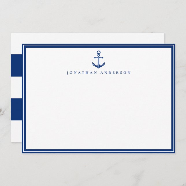 Nautical Navy Anchor Custom Note Card (Front/Back)